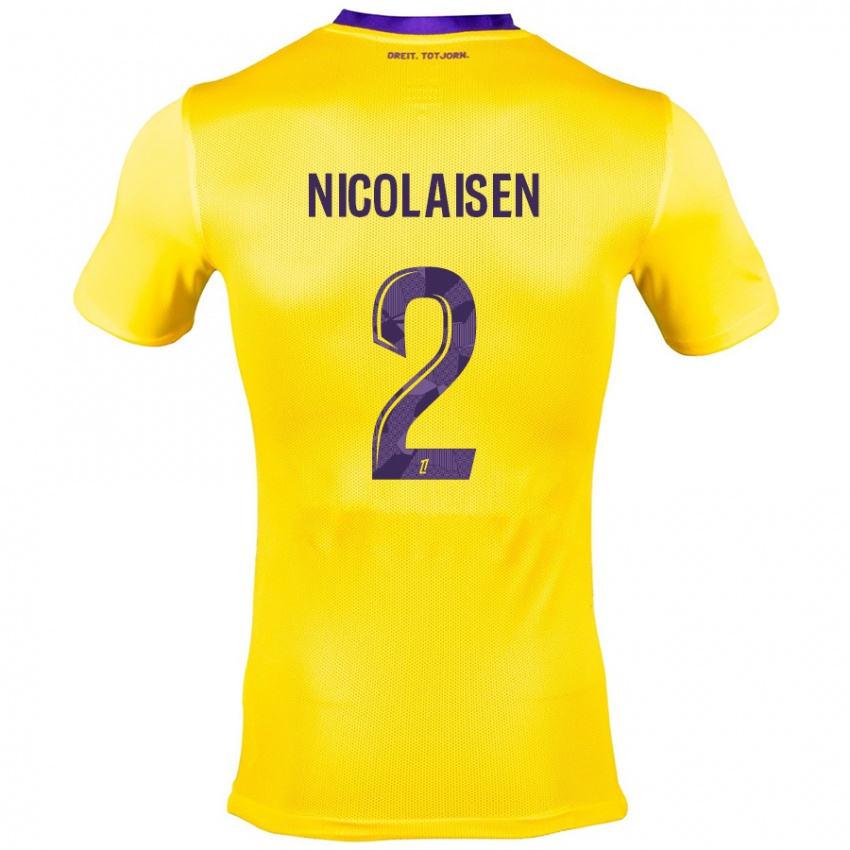 Kinderen Rasmus Nicolaisen #2 Geel Paars Uitshirt Uittenue 2024/25 T-Shirt België