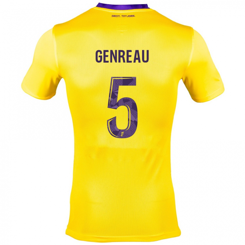 Kinderen Denis Genreau #5 Geel Paars Uitshirt Uittenue 2024/25 T-Shirt België