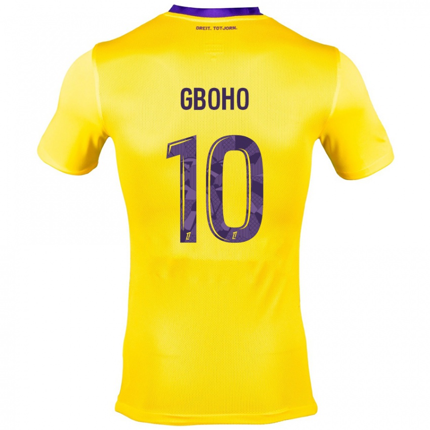 Kinderen Yann Gboho #10 Geel Paars Uitshirt Uittenue 2024/25 T-Shirt België