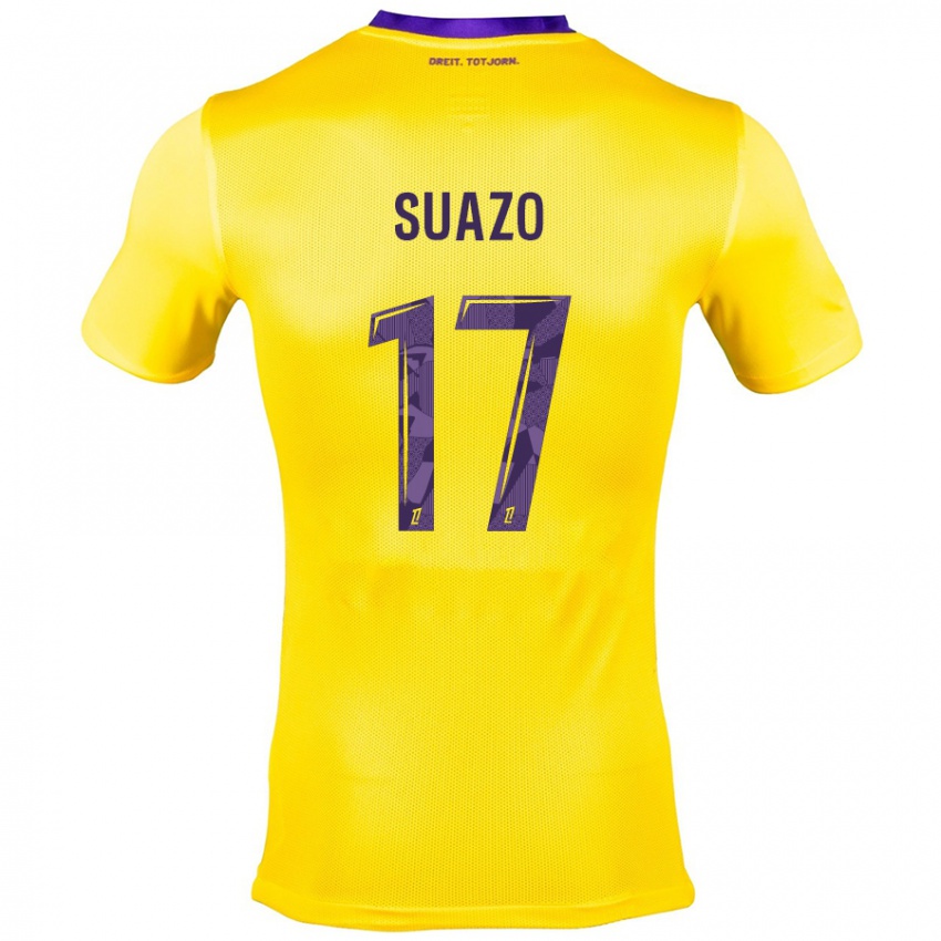 Kinder Gabriel Suazo #17 Gelb Lila Auswärtstrikot Trikot 2024/25 T-Shirt Belgien