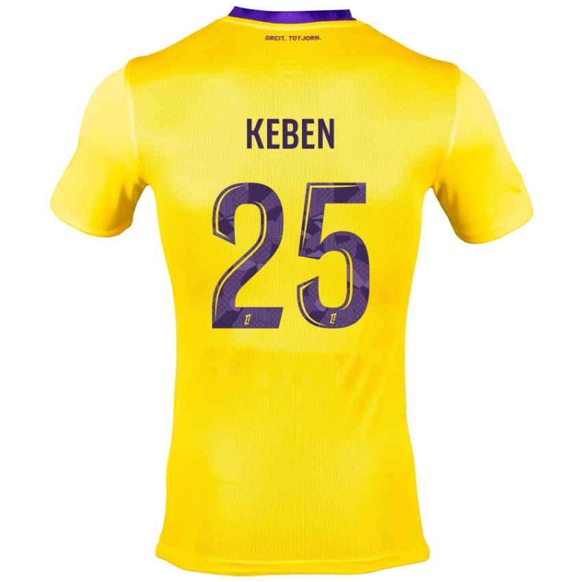 Kinderen Kévin Keben #25 Geel Paars Uitshirt Uittenue 2024/25 T-Shirt België