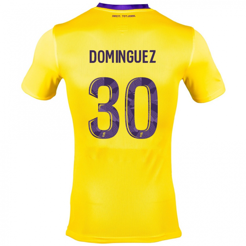 Kinderen Álex Domínguez #30 Geel Paars Uitshirt Uittenue 2024/25 T-Shirt België