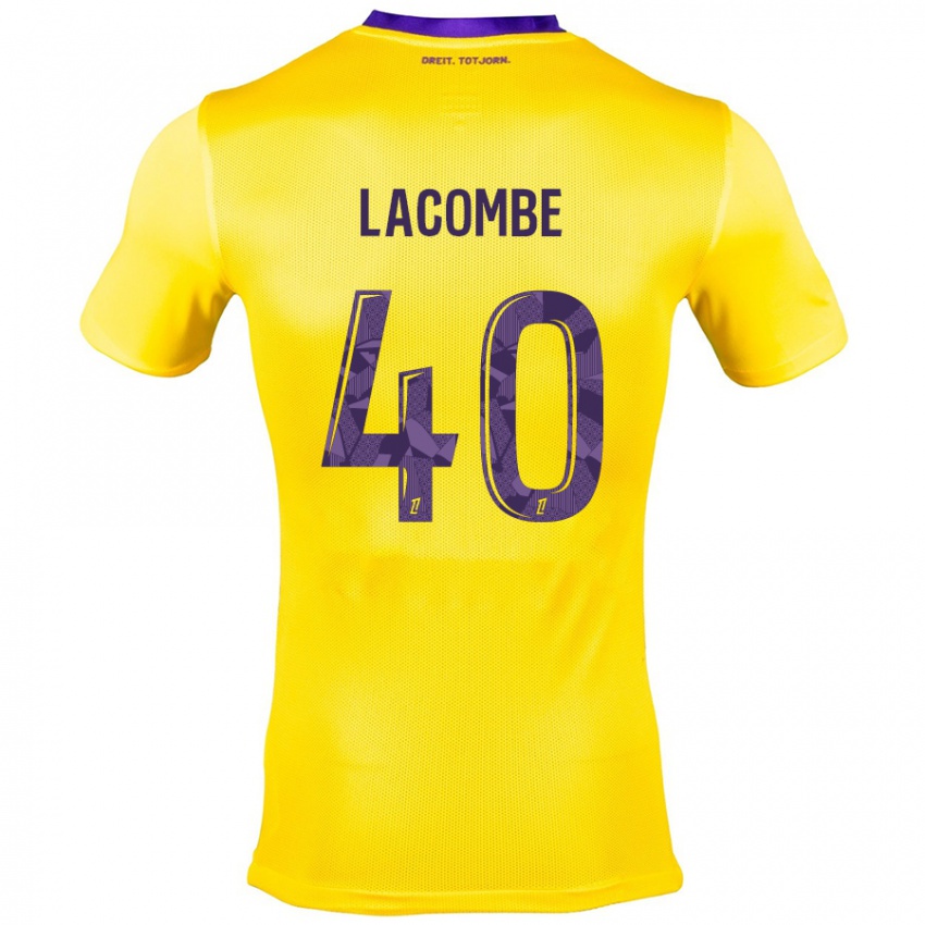 Kinder Justin Lacombe #40 Gelb Lila Auswärtstrikot Trikot 2024/25 T-Shirt Belgien