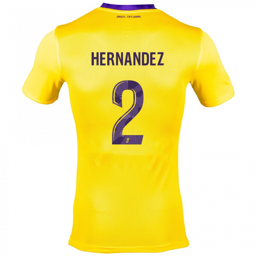 Kinderen Lucie Hernandez #2 Geel Paars Uitshirt Uittenue 2024/25 T-Shirt België