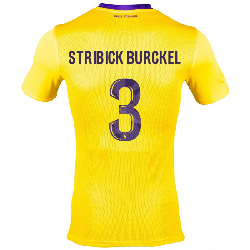 Kinderen Laetitia Stribick-Burckel #3 Geel Paars Uitshirt Uittenue 2024/25 T-Shirt België