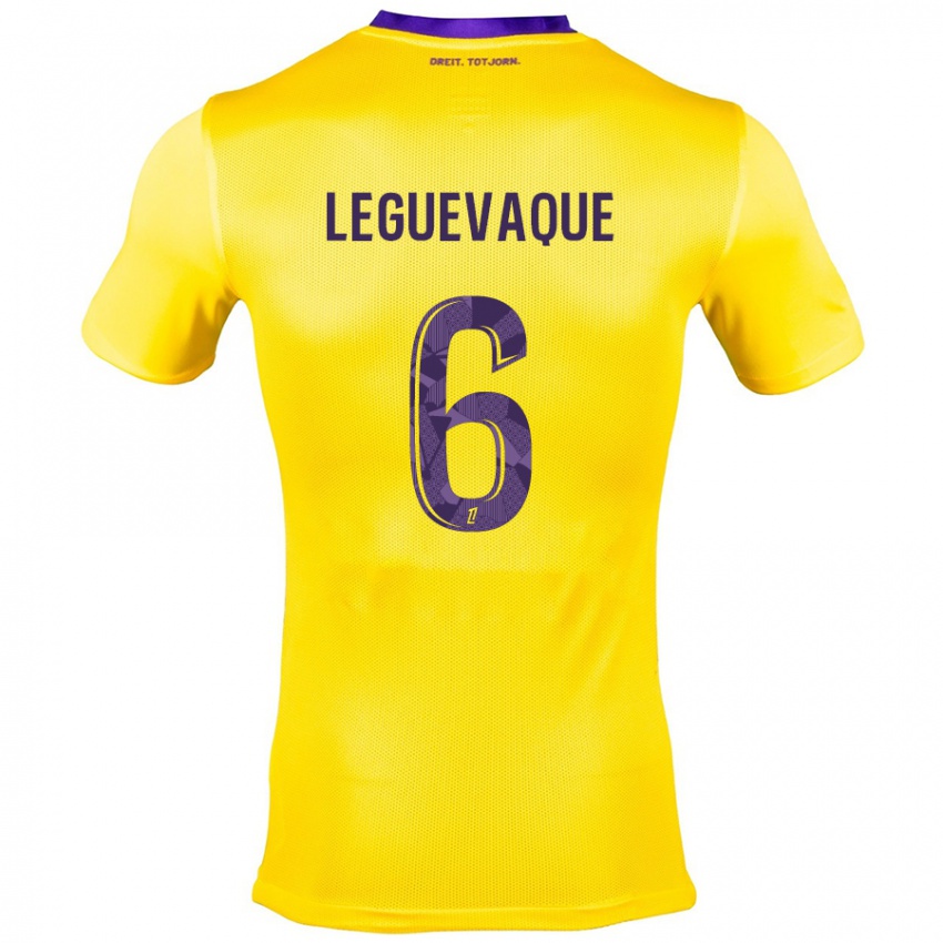 Kinderen Laurie Leguevaque #6 Geel Paars Uitshirt Uittenue 2024/25 T-Shirt België