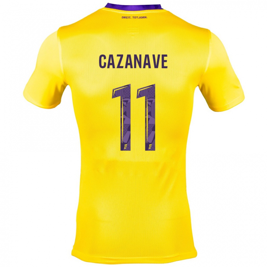 Kinderen Julie Cazanave #11 Geel Paars Uitshirt Uittenue 2024/25 T-Shirt België