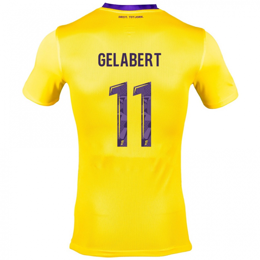 Kinderen César Gelabert #11 Geel Paars Uitshirt Uittenue 2024/25 T-Shirt België