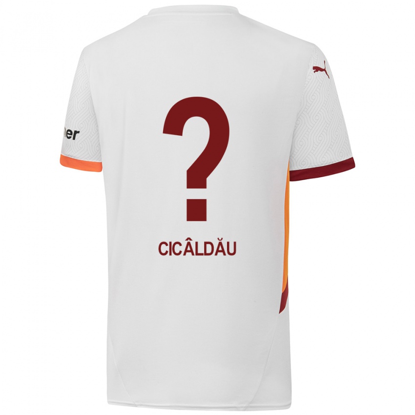 Enfant Maillot Alexandru Cicâldău #0 Blanc Jaune Rouge Tenues Extérieur 2024/25 T-Shirt Belgique