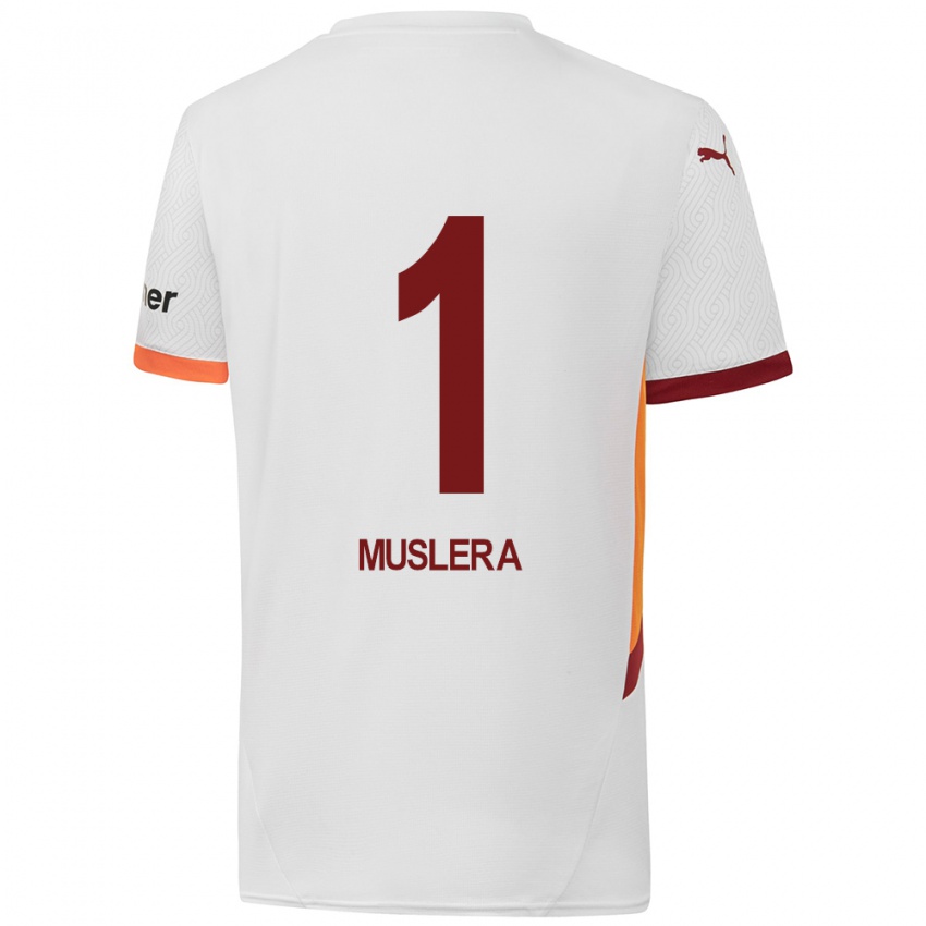 Enfant Maillot Fernando Muslera #1 Blanc Jaune Rouge Tenues Extérieur 2024/25 T-Shirt Belgique