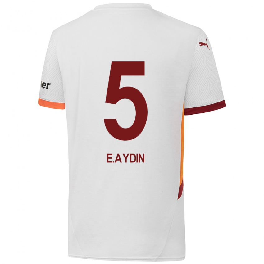 Kinderen Eyüp Aydin #5 Wit Geel Rood Uitshirt Uittenue 2024/25 T-Shirt België