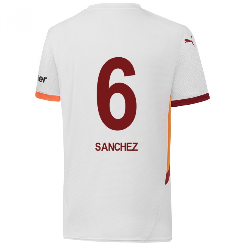 Kinderen Davinson Sanchez #6 Wit Geel Rood Uitshirt Uittenue 2024/25 T-Shirt België