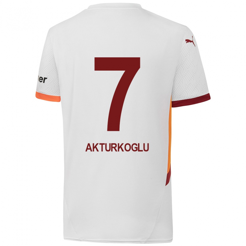 Enfant Maillot Kerem Aktürkoğlu #7 Blanc Jaune Rouge Tenues Extérieur 2024/25 T-Shirt Belgique