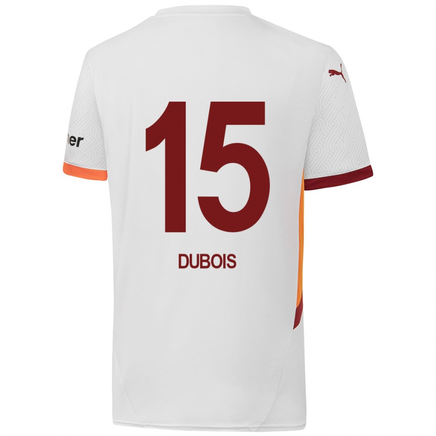 Enfant Maillot Léo Dubois #15 Blanc Jaune Rouge Tenues Extérieur 2024/25 T-Shirt Belgique