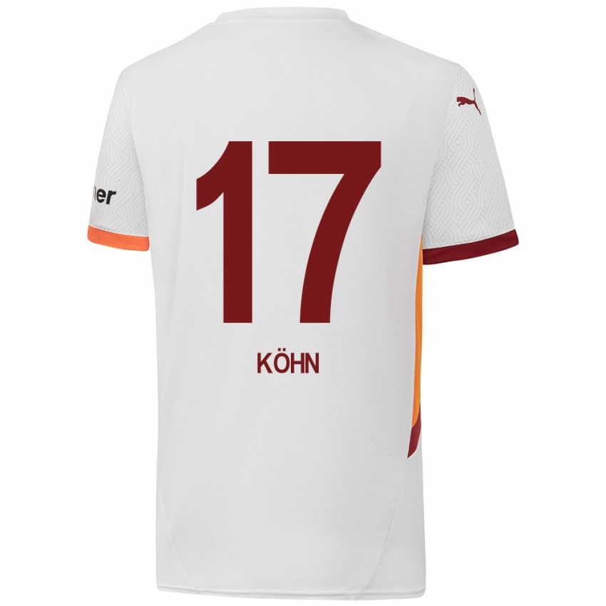 Enfant Maillot Derrick Köhn #17 Blanc Jaune Rouge Tenues Extérieur 2024/25 T-Shirt Belgique