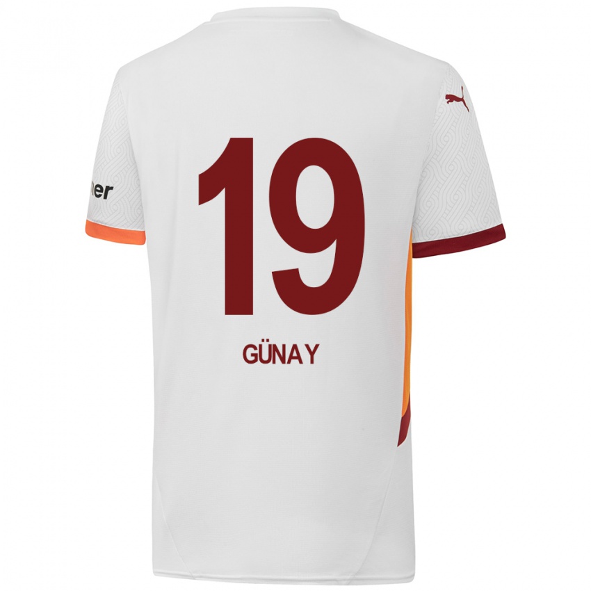 Enfant Maillot Günay Güvenç #19 Blanc Jaune Rouge Tenues Extérieur 2024/25 T-Shirt Belgique