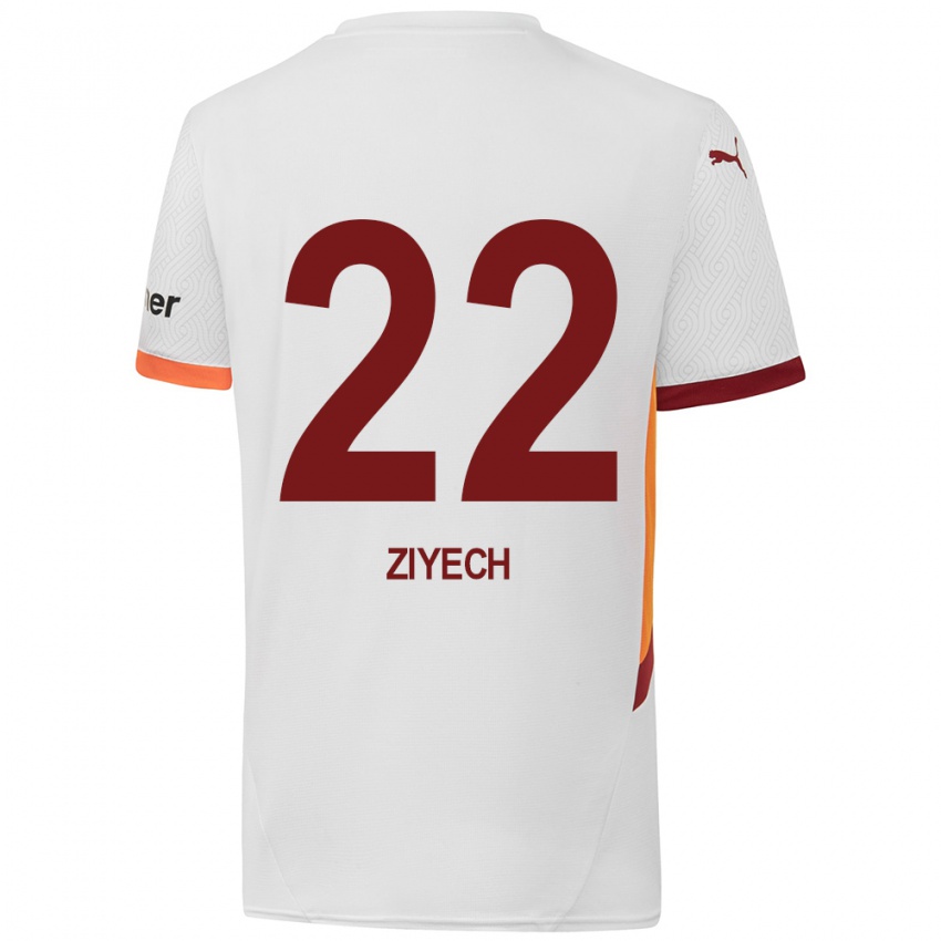 Kinderen Hakim Ziyech #22 Wit Geel Rood Uitshirt Uittenue 2024/25 T-Shirt België