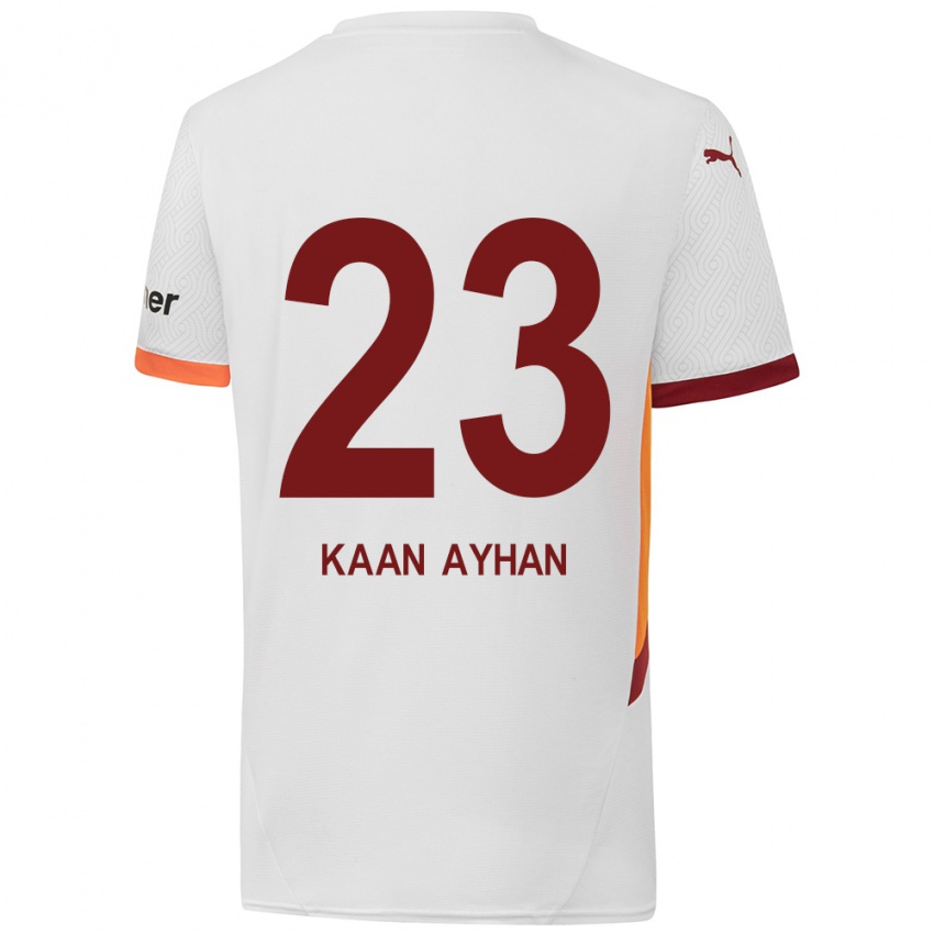 Enfant Maillot Kaan Ayhan #23 Blanc Jaune Rouge Tenues Extérieur 2024/25 T-Shirt Belgique