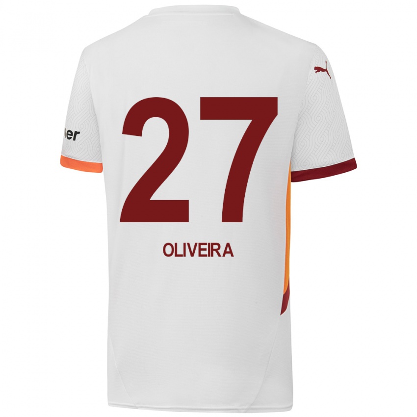 Kinderen Sergio Oliveira #27 Wit Geel Rood Uitshirt Uittenue 2024/25 T-Shirt België