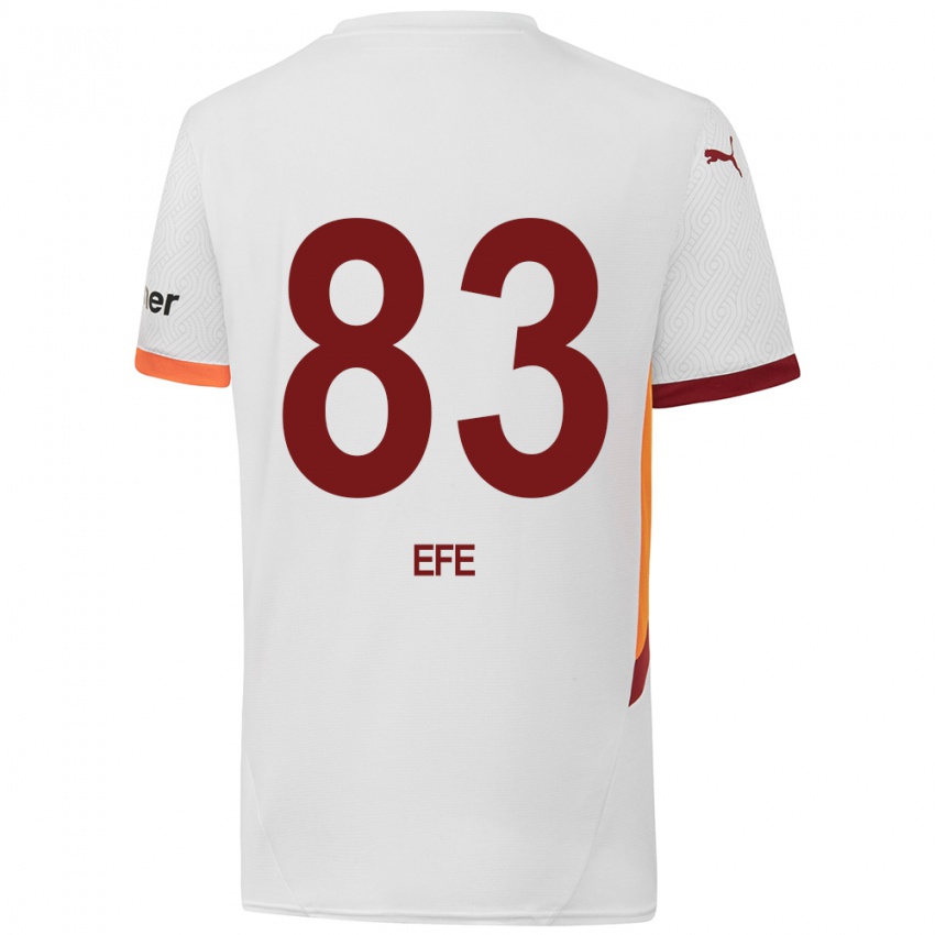 Enfant Maillot Efe Akman #83 Blanc Jaune Rouge Tenues Extérieur 2024/25 T-Shirt Belgique