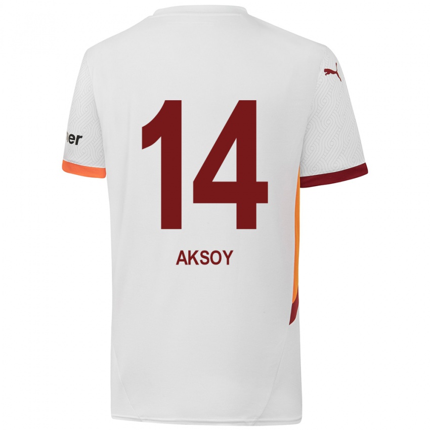 Kinder Berkan Aksoy #14 Weiß Gelb Rot Auswärtstrikot Trikot 2024/25 T-Shirt Belgien