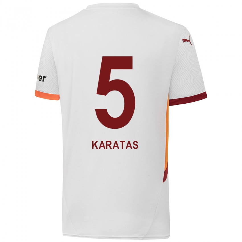 Enfant Maillot Eda Karataş #5 Blanc Jaune Rouge Tenues Extérieur 2024/25 T-Shirt Belgique