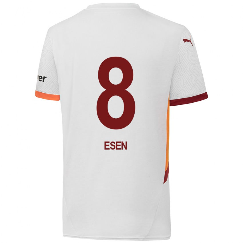 Enfant Maillot Emine Ecem Esen #8 Blanc Jaune Rouge Tenues Extérieur 2024/25 T-Shirt Belgique