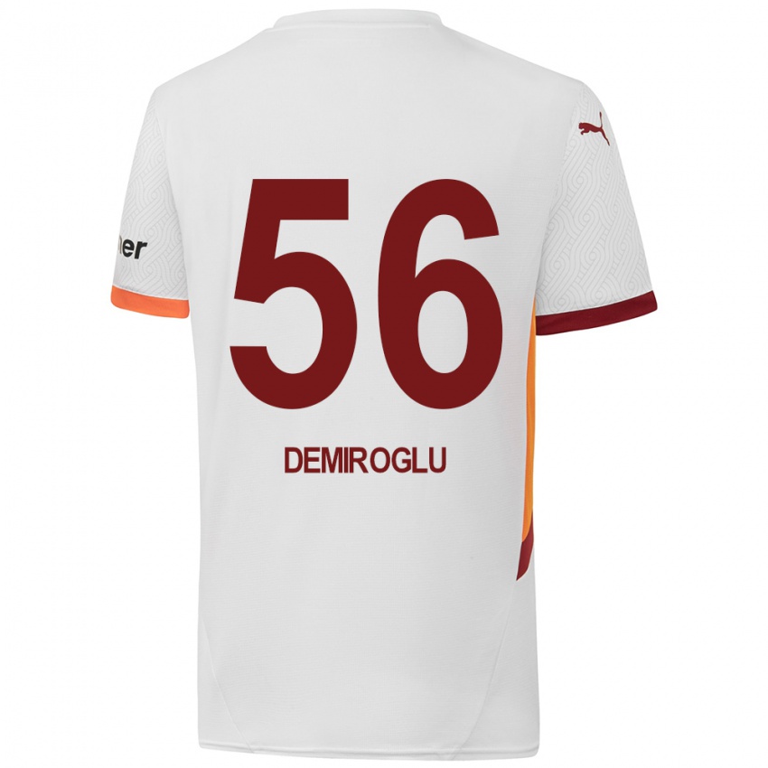 Kinder Baran Demiroğlu #56 Weiß Gelb Rot Auswärtstrikot Trikot 2024/25 T-Shirt Belgien