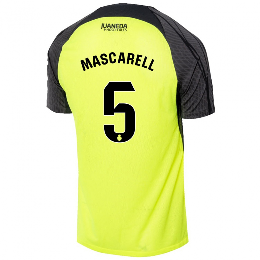 Enfant Maillot Omar Mascarell #5 Vert Fluo Noir Tenues Extérieur 2024/25 T-Shirt Belgique