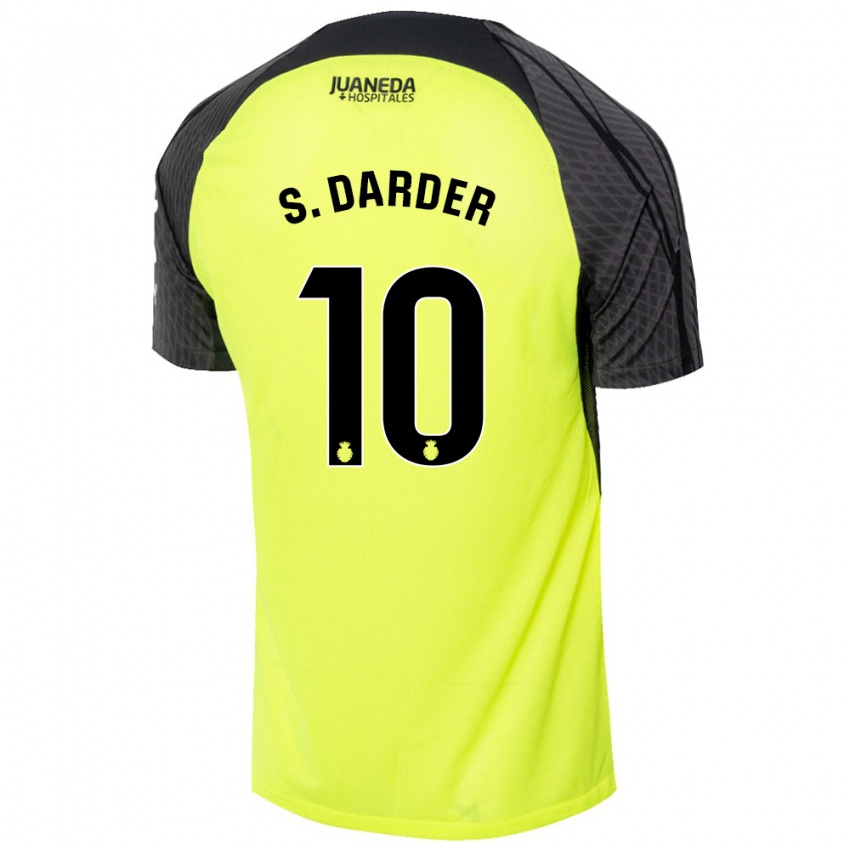 Enfant Maillot Sergi Darder #10 Vert Fluo Noir Tenues Extérieur 2024/25 T-Shirt Belgique