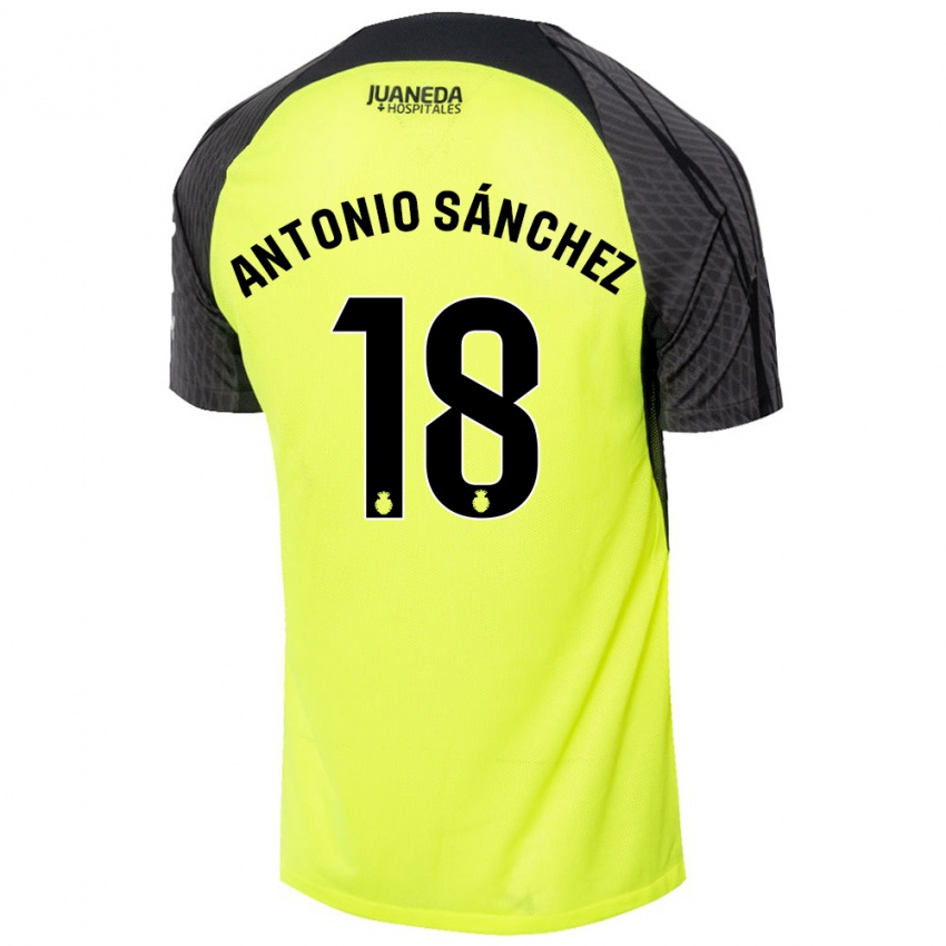 Enfant Maillot Antonio Sánchez #18 Vert Fluo Noir Tenues Extérieur 2024/25 T-Shirt Belgique