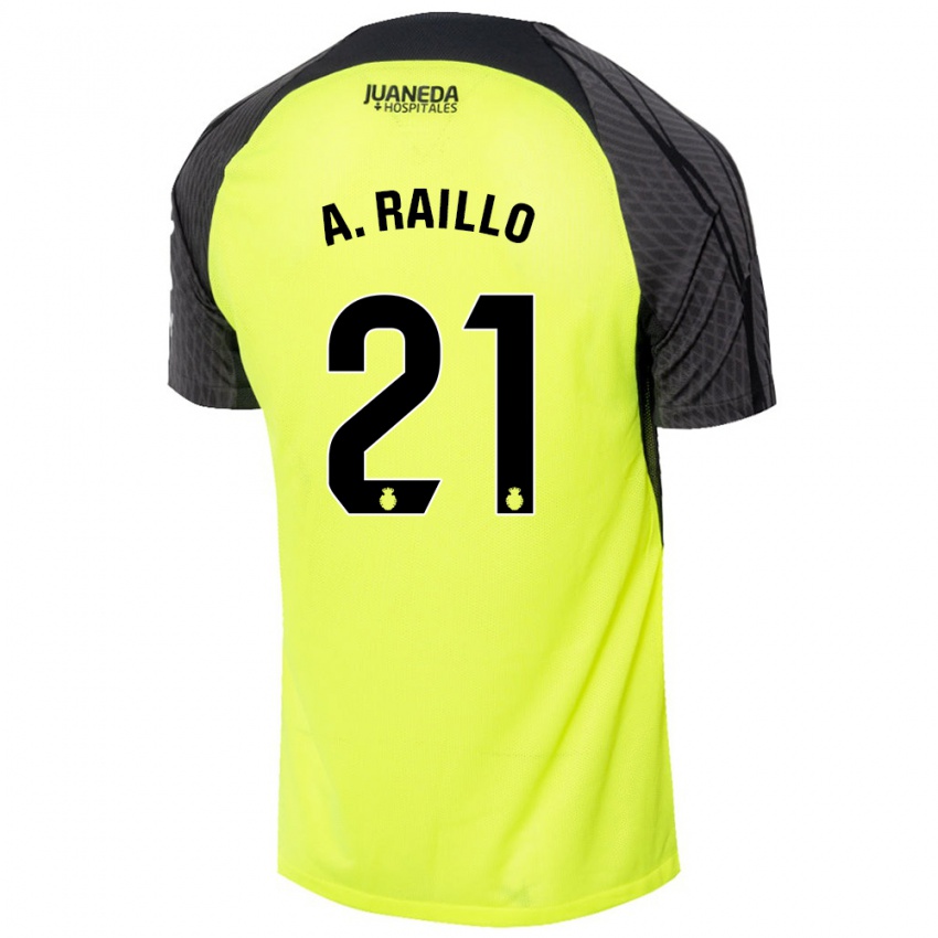 Kinderen Antonio Raíllo #21 Fluorescerend Groen Zwart Uitshirt Uittenue 2024/25 T-Shirt België