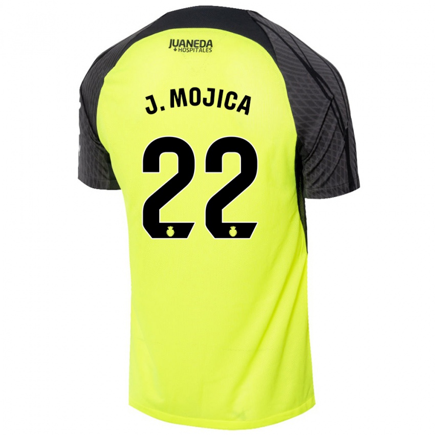 Kinderen Johan Mojica #22 Fluorescerend Groen Zwart Uitshirt Uittenue 2024/25 T-Shirt België