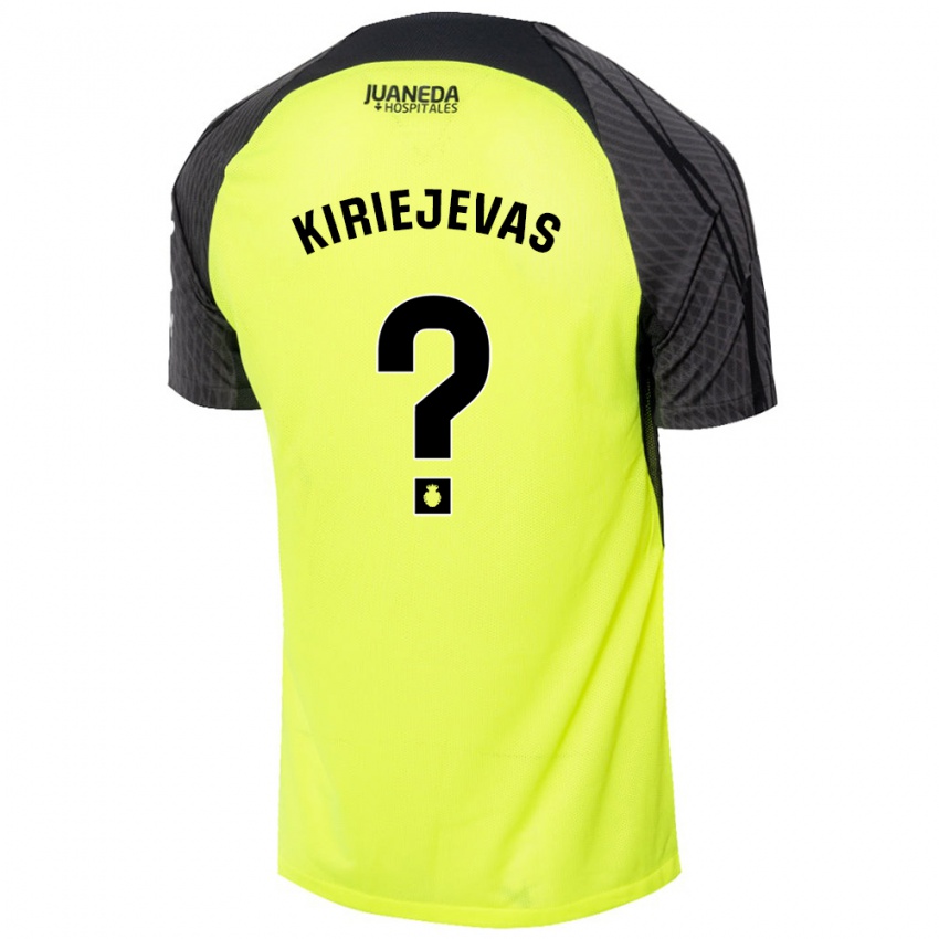 Enfant Maillot Rimvydas Kiriejevas #0 Vert Fluo Noir Tenues Extérieur 2024/25 T-Shirt Belgique