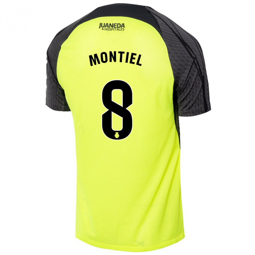 Kinderen Luis Montiel #8 Fluorescerend Groen Zwart Uitshirt Uittenue 2024/25 T-Shirt België