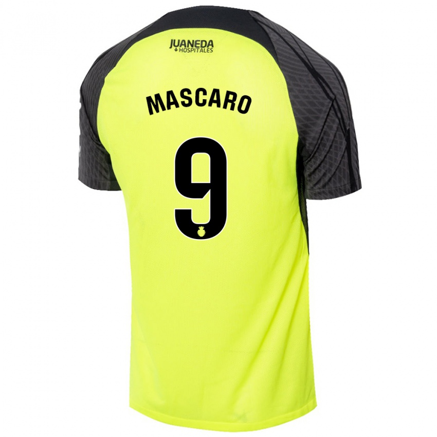 Kinderen Pau Mascaró #9 Fluorescerend Groen Zwart Uitshirt Uittenue 2024/25 T-Shirt België