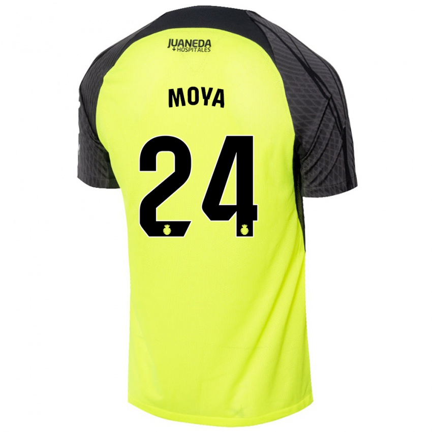 Kinderen Pablo Moyá #24 Fluorescerend Groen Zwart Uitshirt Uittenue 2024/25 T-Shirt België