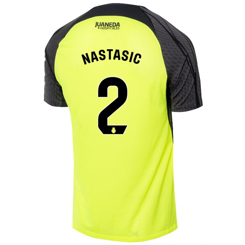 Kinderen Matija Nastasic #2 Fluorescerend Groen Zwart Uitshirt Uittenue 2024/25 T-Shirt België