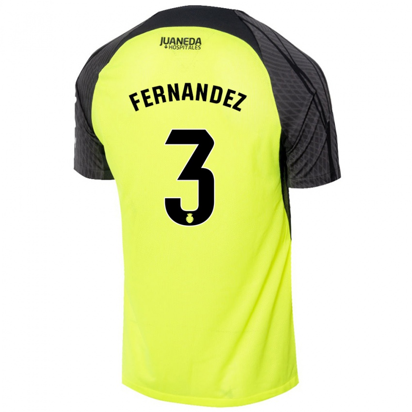 Kinderen Marcos Fernández #3 Fluorescerend Groen Zwart Uitshirt Uittenue 2024/25 T-Shirt België