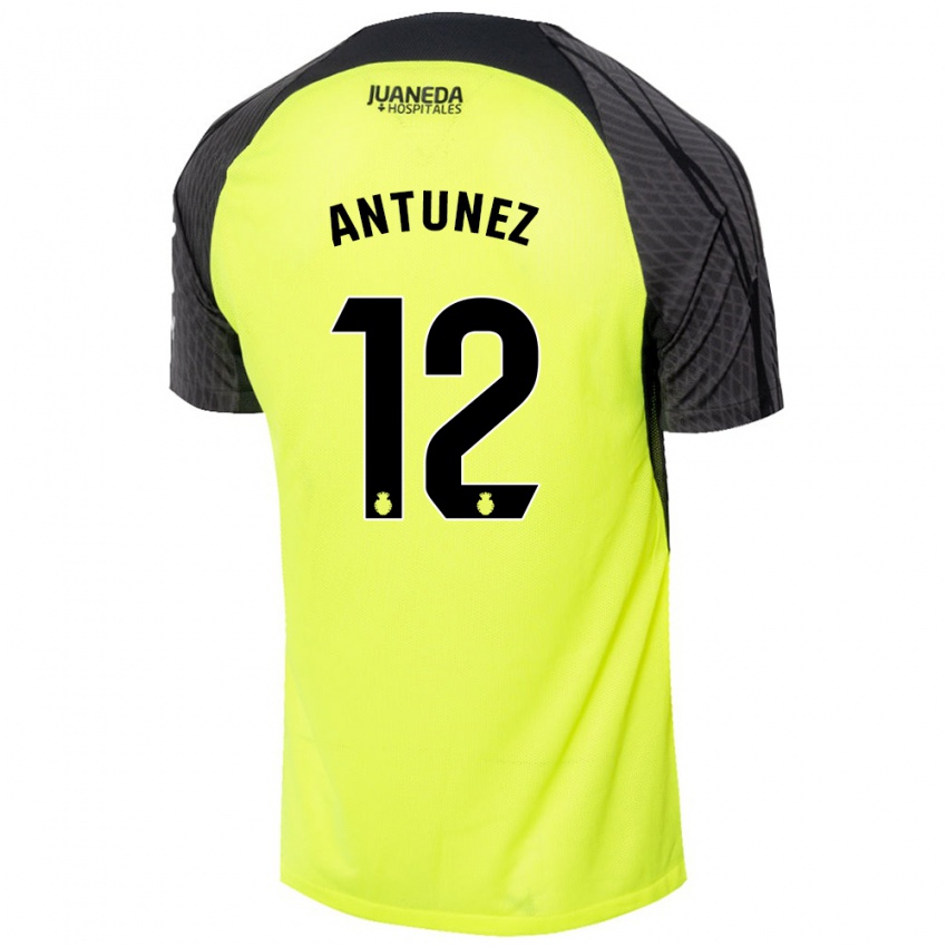 Kinderen Yahir Antúnez #12 Fluorescerend Groen Zwart Uitshirt Uittenue 2024/25 T-Shirt België