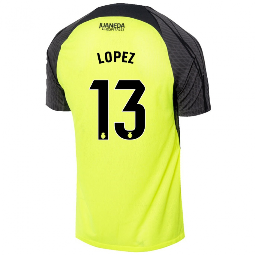 Kinderen Iván López #13 Fluorescerend Groen Zwart Uitshirt Uittenue 2024/25 T-Shirt België