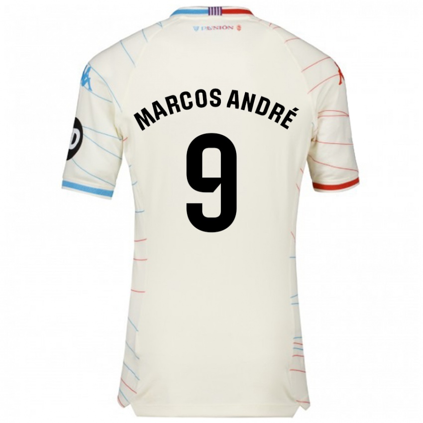 Enfant Maillot Marcos André #9 Blanc Rouge Bleu Tenues Extérieur 2024/25 T-Shirt Belgique