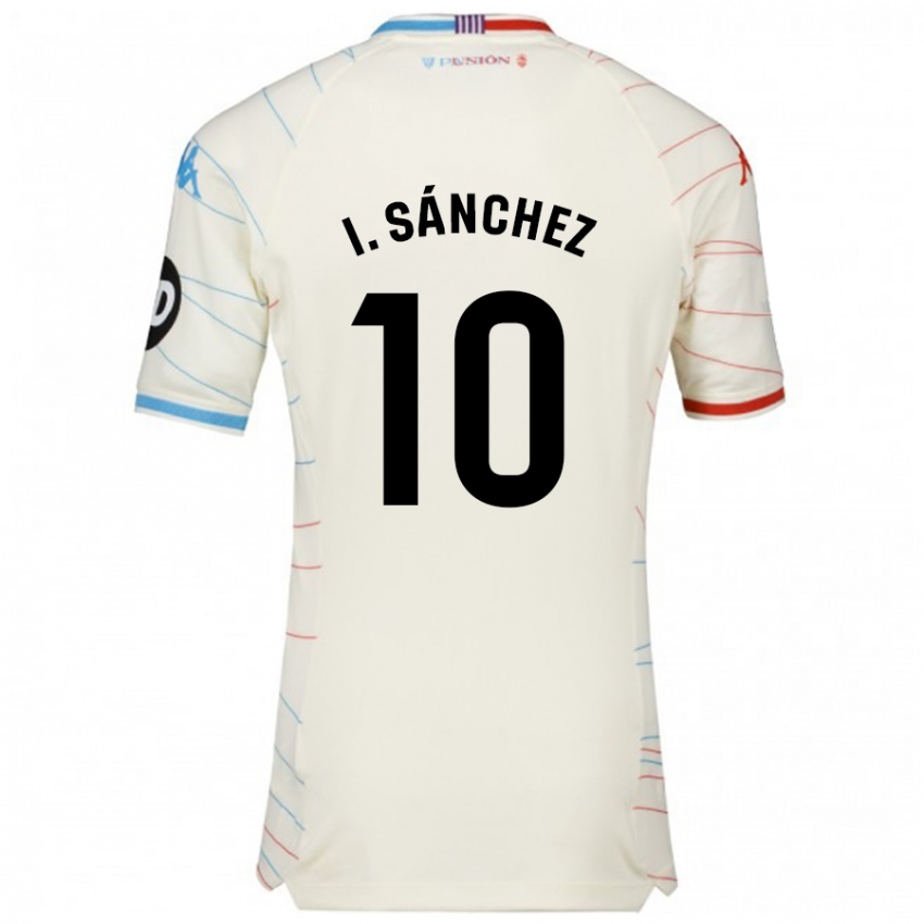 Enfant Maillot Iván Sánchez #10 Blanc Rouge Bleu Tenues Extérieur 2024/25 T-Shirt Belgique