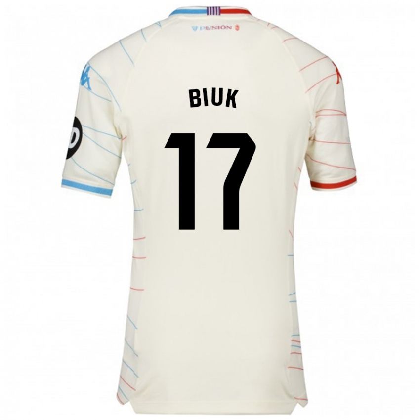 Enfant Maillot Stipe Biuk #17 Blanc Rouge Bleu Tenues Extérieur 2024/25 T-Shirt Belgique