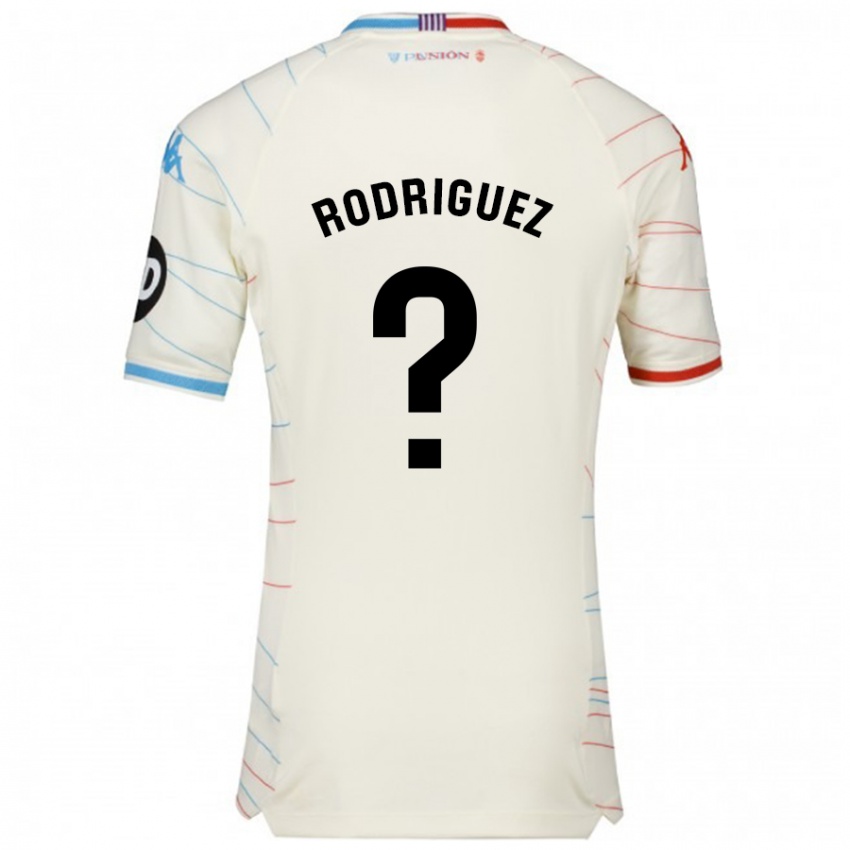 Enfant Maillot Gabriel Rodríguez #0 Blanc Rouge Bleu Tenues Extérieur 2024/25 T-Shirt Belgique