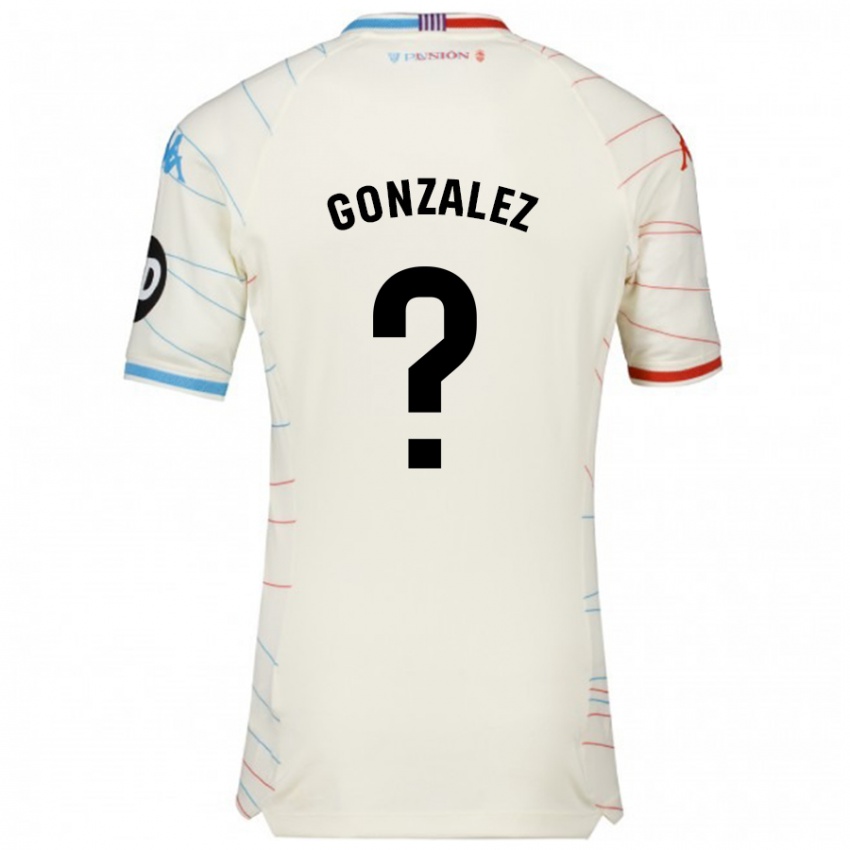 Enfant Maillot Santi González #0 Blanc Rouge Bleu Tenues Extérieur 2024/25 T-Shirt Belgique