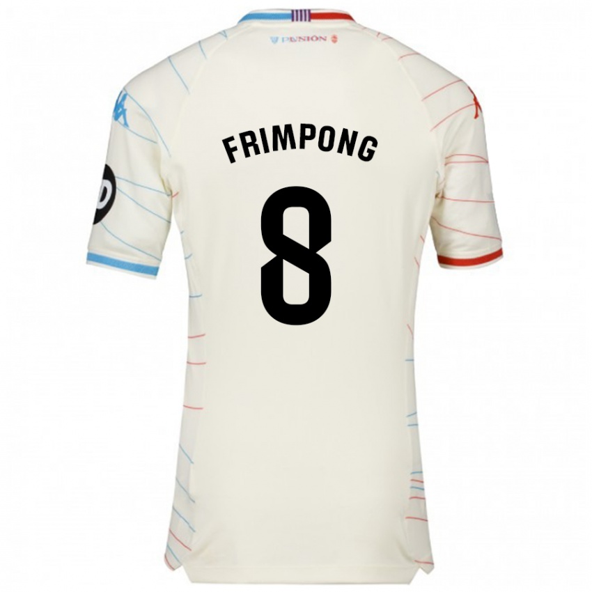 Enfant Maillot Eugene Frimpong #8 Blanc Rouge Bleu Tenues Extérieur 2024/25 T-Shirt Belgique