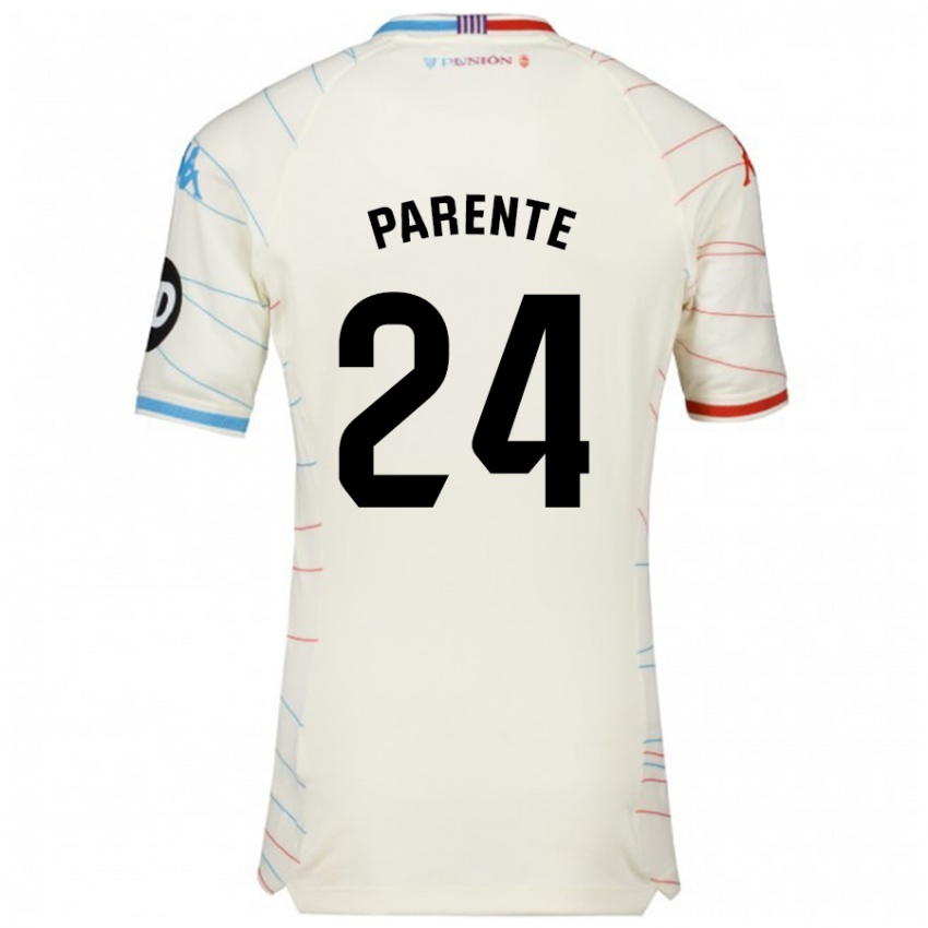 Enfant Maillot Iago Parente #24 Blanc Rouge Bleu Tenues Extérieur 2024/25 T-Shirt Belgique