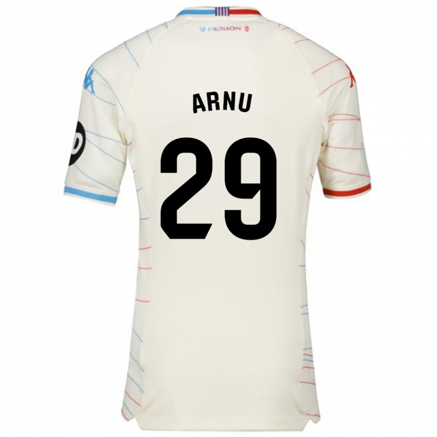 Enfant Maillot Adrián Arnu #29 Blanc Rouge Bleu Tenues Extérieur 2024/25 T-Shirt Belgique