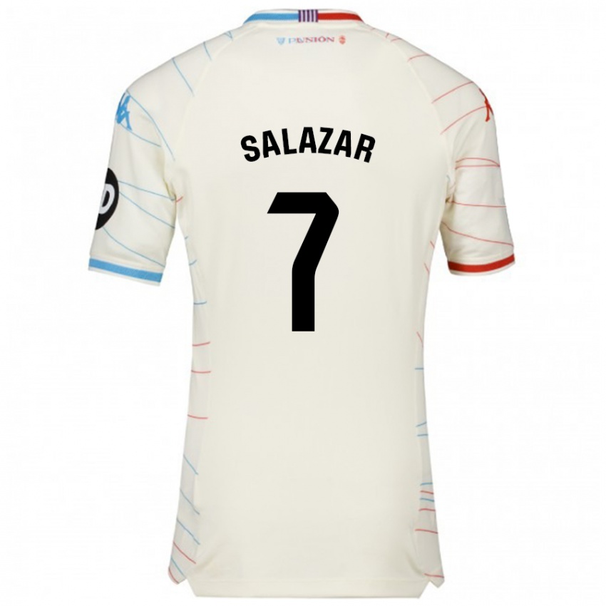 Enfant Maillot Israel Salazar #7 Blanc Rouge Bleu Tenues Extérieur 2024/25 T-Shirt Belgique